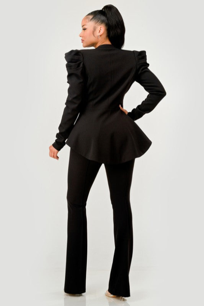 Show Stopper Puff Shoulder Two Piece Pant Set