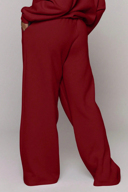 Pantalones deportivos de pierna ancha y recta para mujer