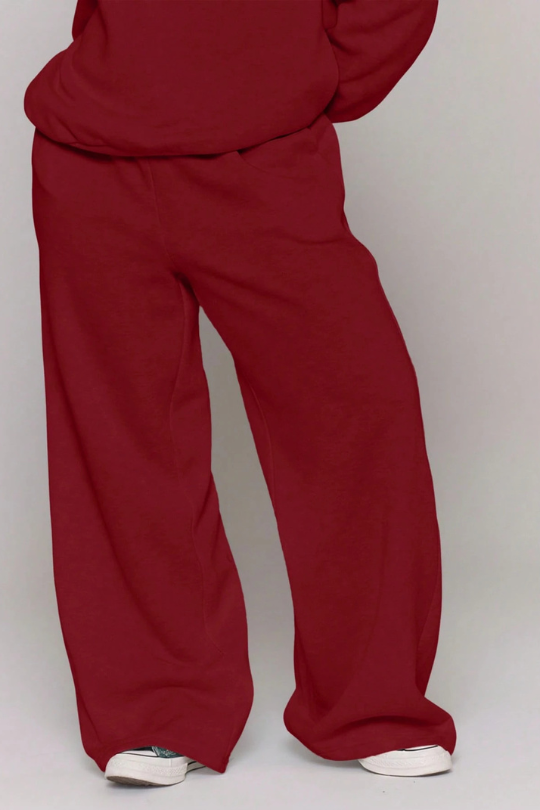 Pantalones deportivos de pierna ancha y recta para mujer