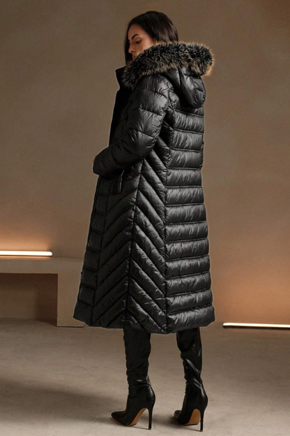 Women's Bear Collar Mid-Length Puffer Coat