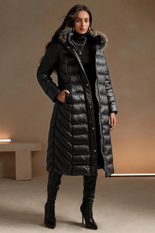 Women's Bear Collar Mid-Length Puffer Coat