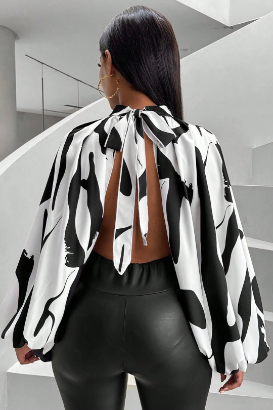 Women's Glam Backless Butterfly Sleeve Blouse