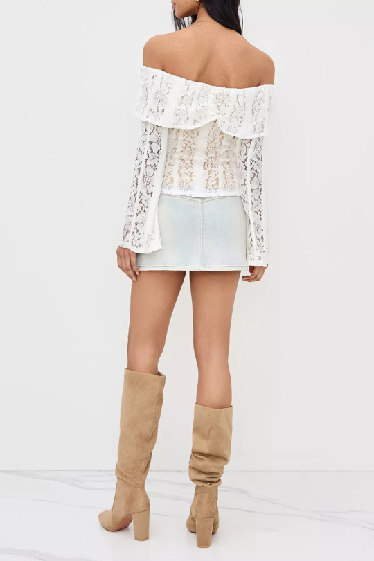 Women's Sweet Southern Off-Shoulder Lace Blouse