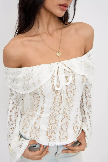 Women's Sweet Southern Off-Shoulder Lace Blouse
