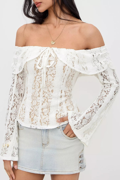 Women's Sweet Southern Off-Shoulder Lace Blouse