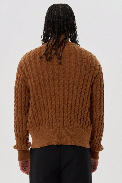Men's Cable Knit Long Sleeve Zip Sweater