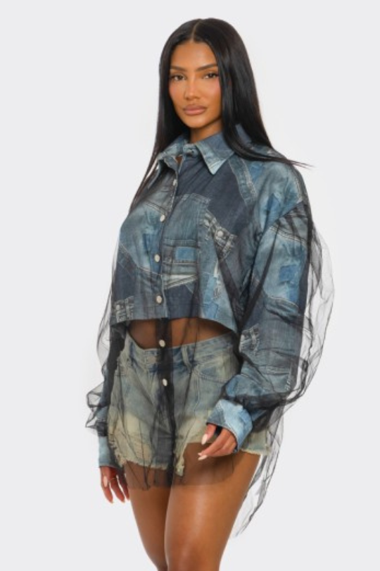 The Urban Illusion Denim Mesh Shirt