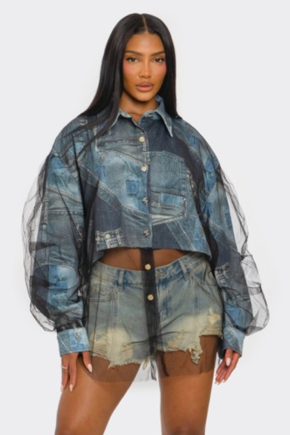 The Urban Illusion Denim Mesh Shirt