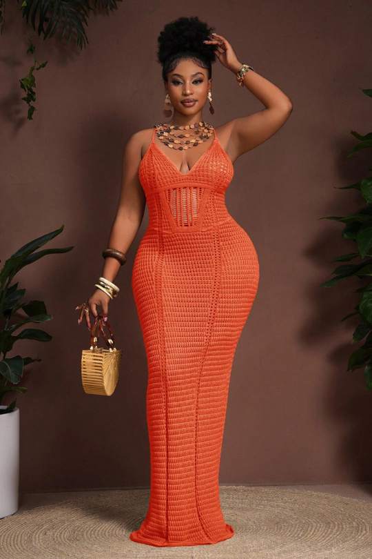 Criss Cross Backless Bodycon Maxi Dress