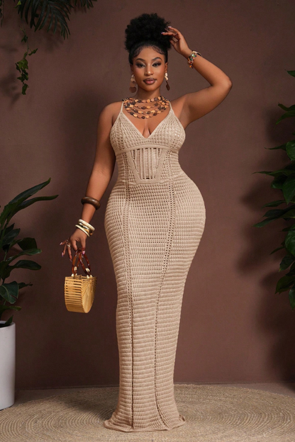 Criss Cross Backless Bodycon Maxi Dress