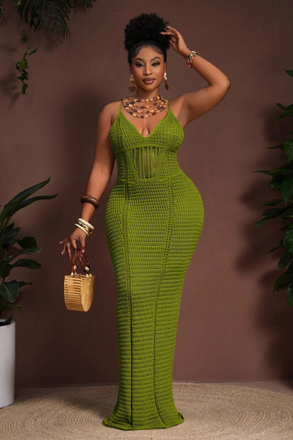 Criss Cross Backless Bodycon Maxi Dress