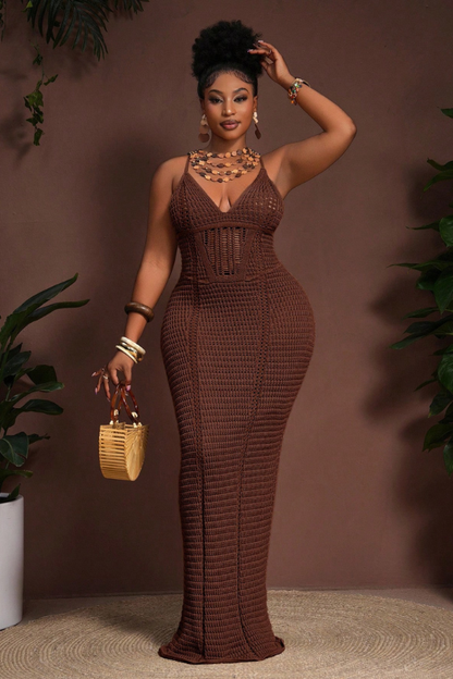 Criss Cross Backless Bodycon Maxi Dress
