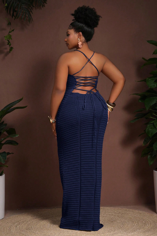 Criss Cross Backless Bodycon Maxi Dress