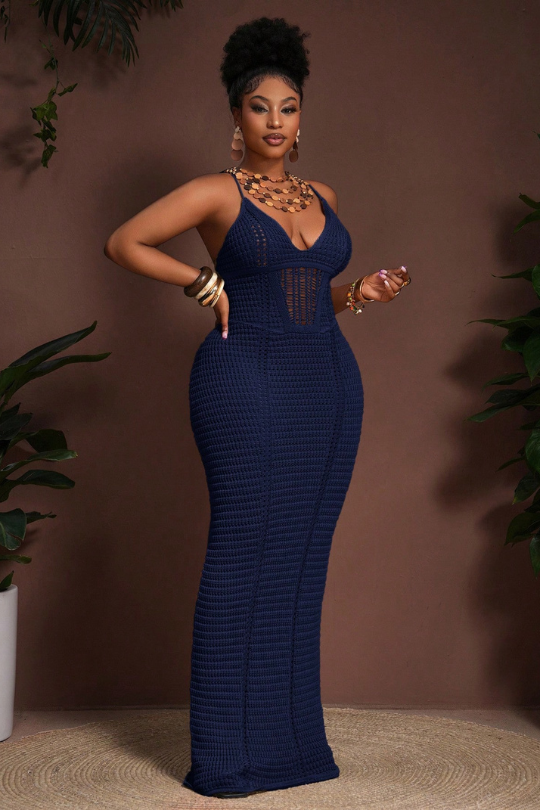 Criss Cross Backless Bodycon Maxi Dress