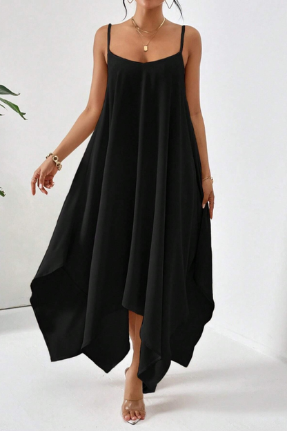 Vestido camisola midi con cuello redondo