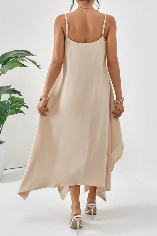 Vestido camisola midi con cuello redondo