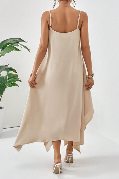 Vestido camisola midi con cuello redondo