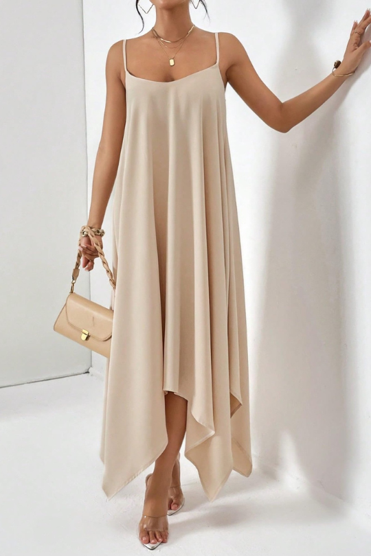 Vestido camisola midi con cuello redondo