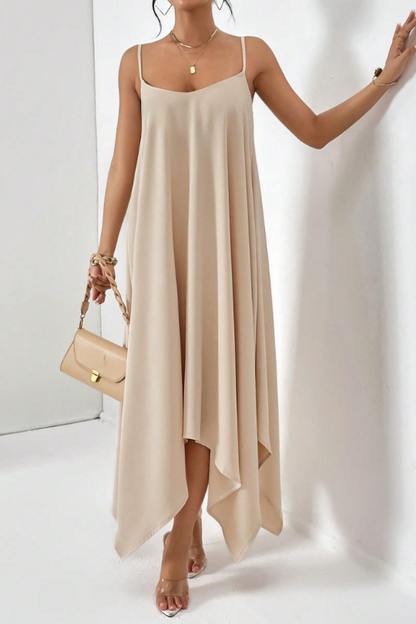 Vestido camisola midi con cuello redondo