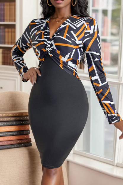 Women's Twisted Printed Long Sleeve Mini Dress