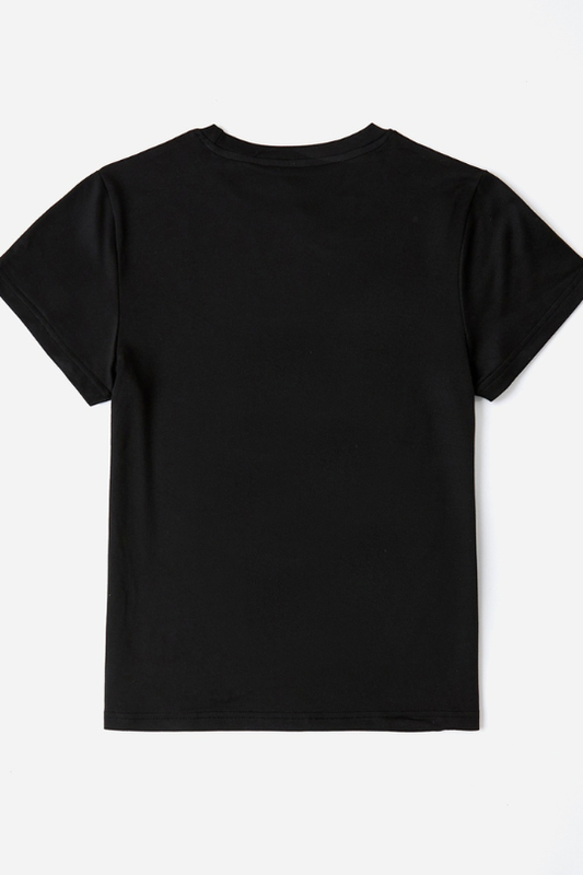 Letter Graphic Round Neck Short Sleeve T-Shirt