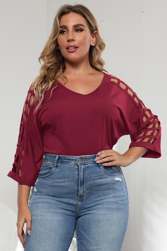 Women's Plus Size Cutout Detail Top