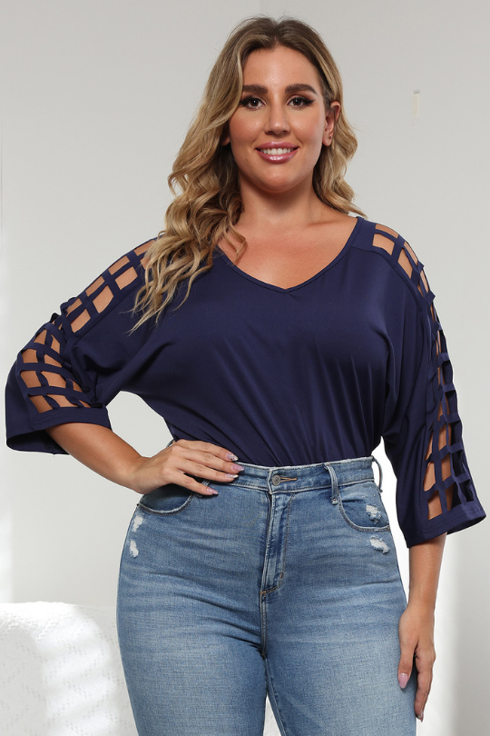 Women's Plus Size Cutout Detail Top