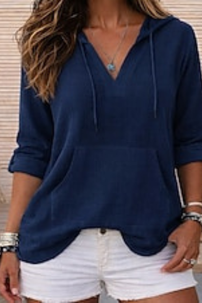 Women's Stylish Basic Long Sleeve Hooded Top