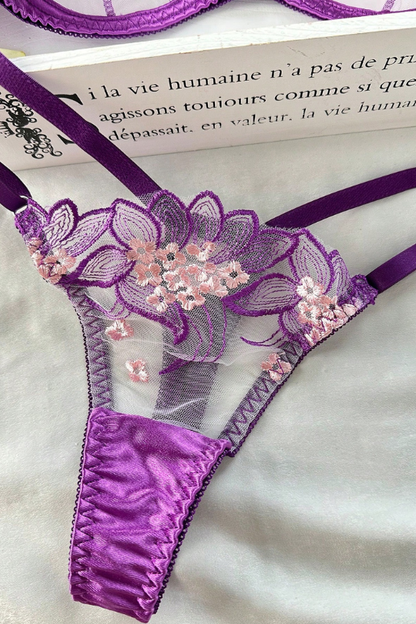 Charming Midnight Bloom Lace Lingerie Set