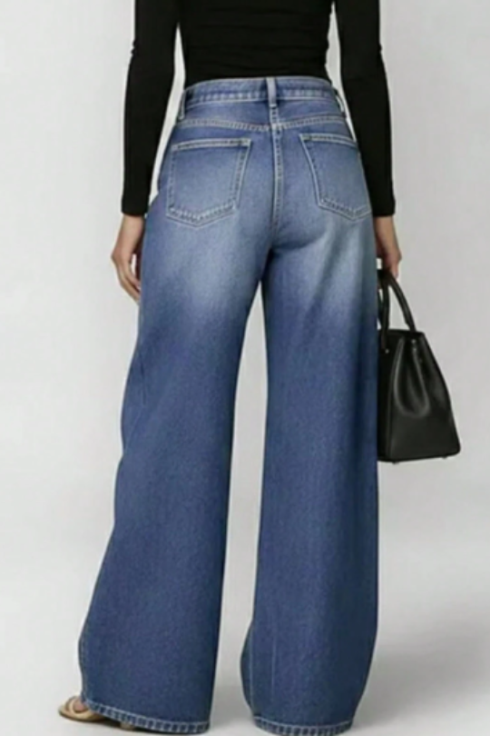 Women's Eyelet Wide Leg Jeans