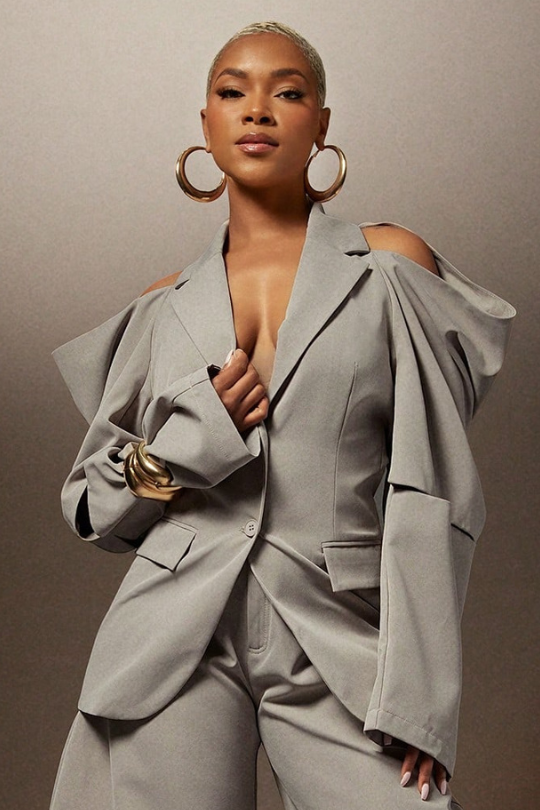Power Move Cold Shoulder Blazer