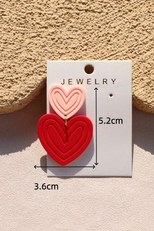 Valentine's Day Pink Textured Heart Acrylic Earrings