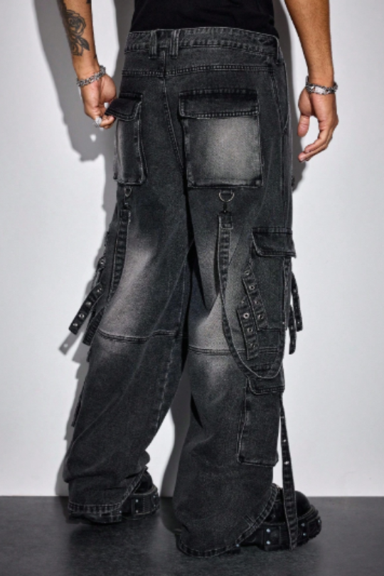 Men's Iron District Distressed Cargo Denim