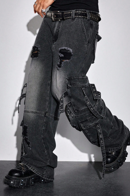 Men's Iron District Distressed Cargo Denim