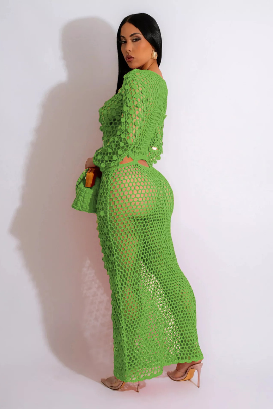 Sultry Sequin Mesh Cutout Maxi Dress