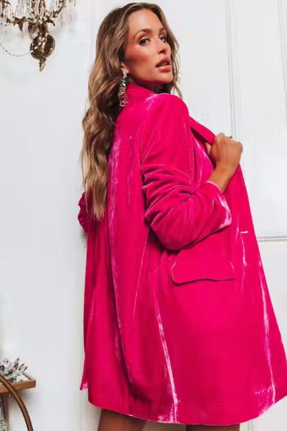 Blazer de manga larga con botones y bolsillo para mujer