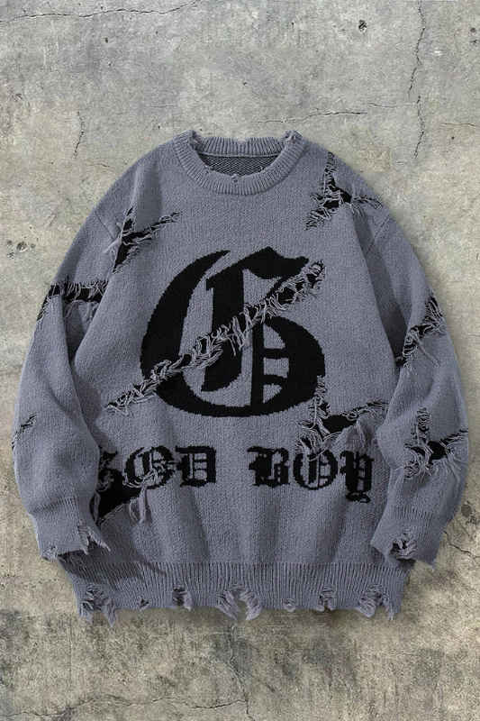 Unisex Shadowcode Ripped Letter Sweater