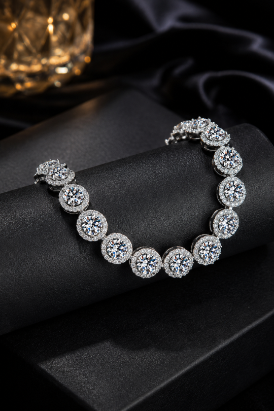 Pulsera de moissanita de 10,4 quilates en plata de ley