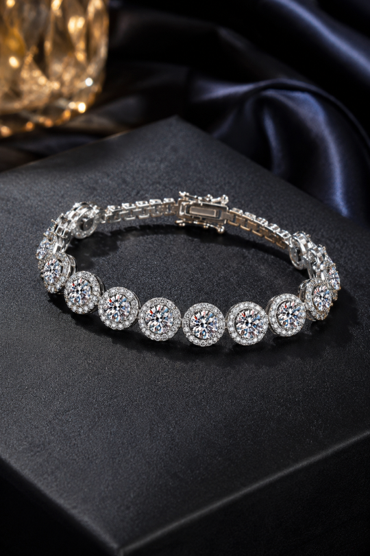 Pulsera de moissanita de 10,4 quilates en plata de ley