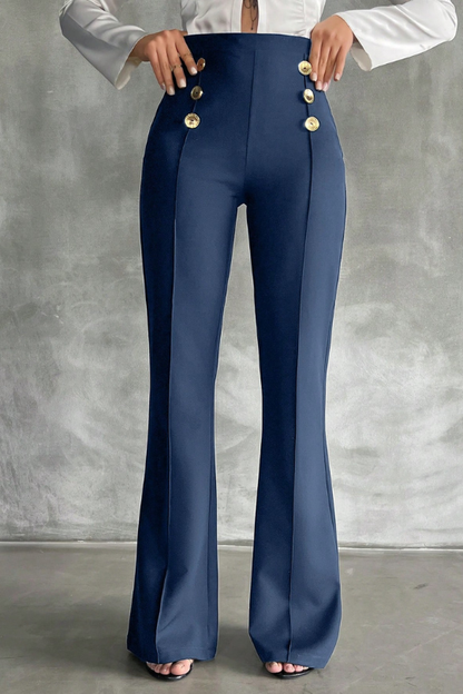 Pantalones acampanados decorativos de doble botonadura de SHEIN Tall Tall Talla 28