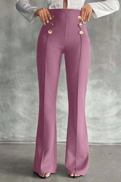 Pantalones acampanados decorativos de doble botonadura de SHEIN Tall Tall Talla 28