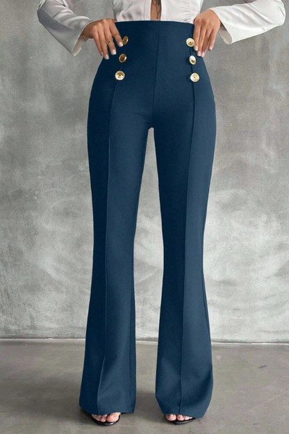 Pantalones acampanados decorativos de doble botonadura de SHEIN Tall Tall Talla 28