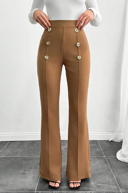Pantalones acampanados decorativos de doble botonadura de SHEIN Tall Tall Talla 28