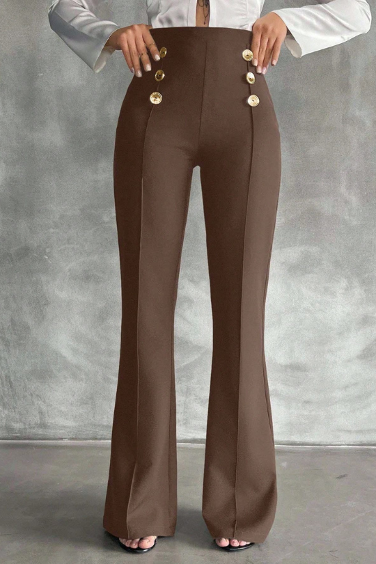 Pantalones acampanados decorativos de doble botonadura de SHEIN Tall Tall Talla 28