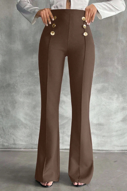 Pantalones acampanados decorativos de doble botonadura de SHEIN Tall Tall Talla 28