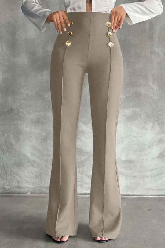 Pantalones acampanados decorativos de doble botonadura de SHEIN Tall Tall Talla 28
