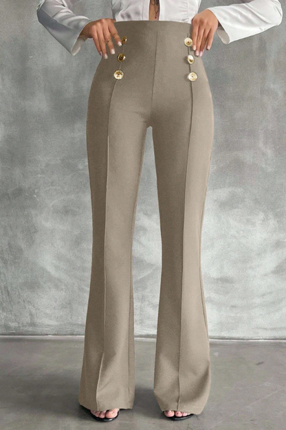 Pantalones acampanados decorativos de doble botonadura de SHEIN Tall Tall Talla 28