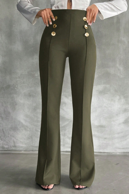 Pantalones acampanados decorativos de doble botonadura de SHEIN Tall Tall Talla 28