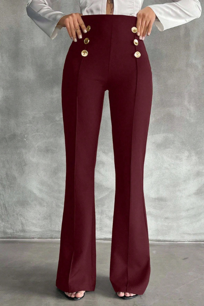 Pantalones acampanados decorativos de doble botonadura de SHEIN Tall Tall Talla 28