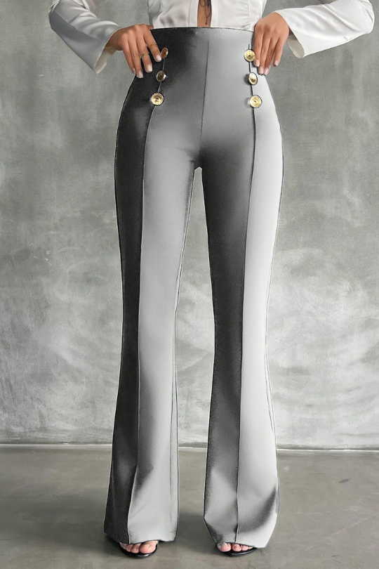 Pantalones acampanados decorativos de doble botonadura de SHEIN Tall Tall Talla 28